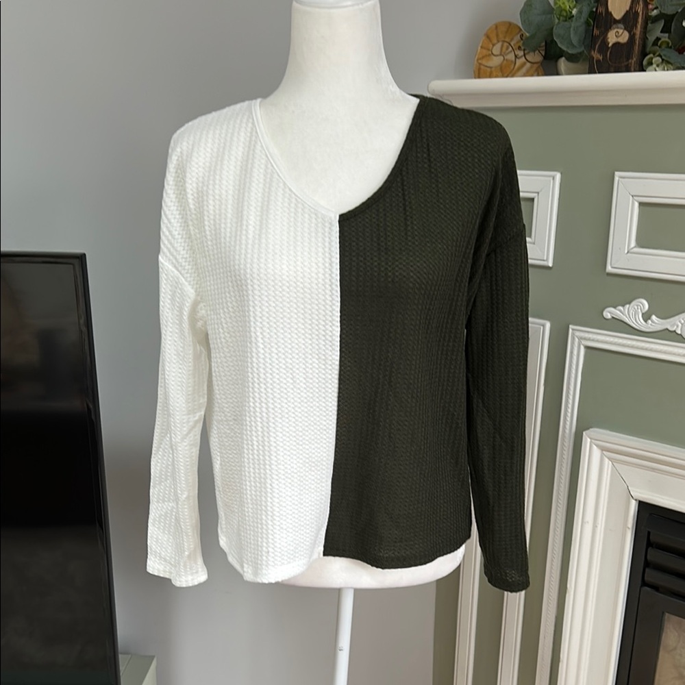 Two-Tone Knit Sweater